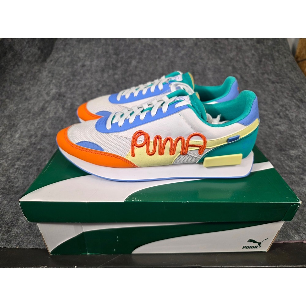 Puma x Mr Doodle Future Rider Sneakers Mens 13 Sample White Multicolor 375790-01
